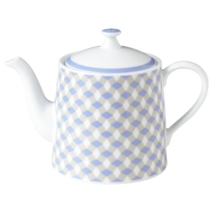 GOKVÄLLÅ Teapot, white/blue, 0.8 l