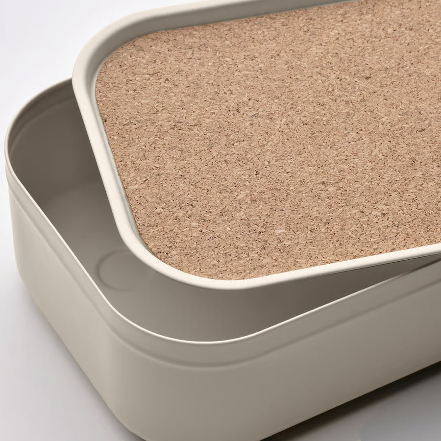 HARVMATTA Box with lid, light beige