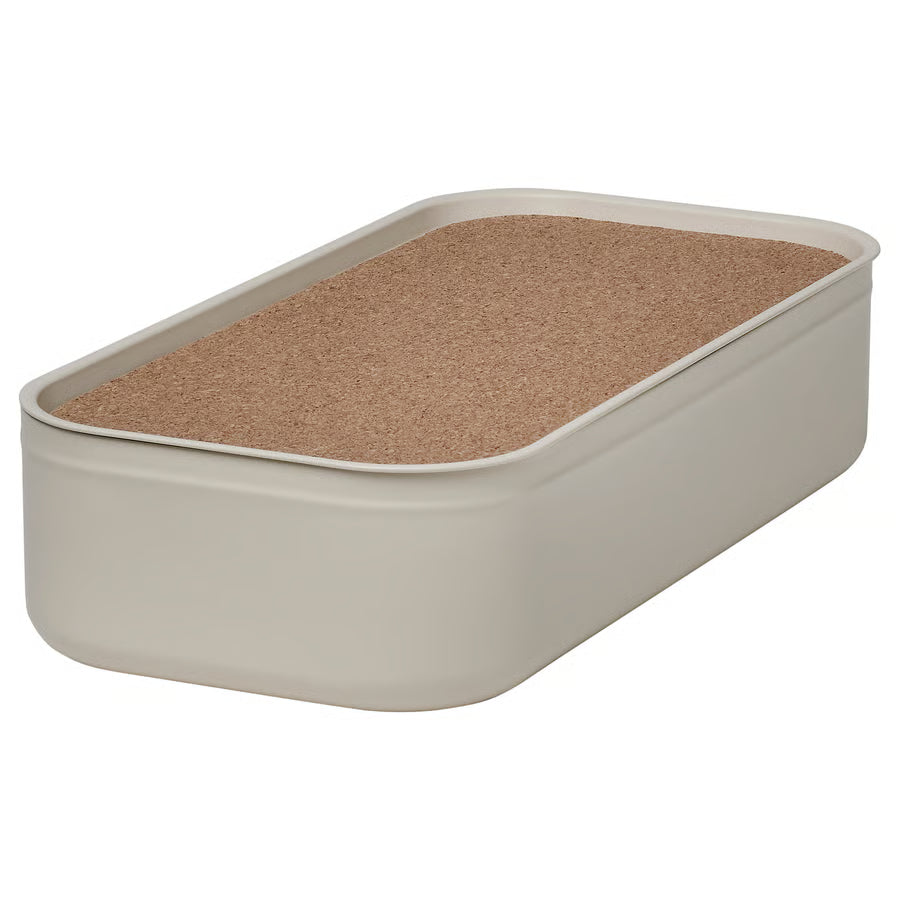 HARVMATTA Box with lid, light beige