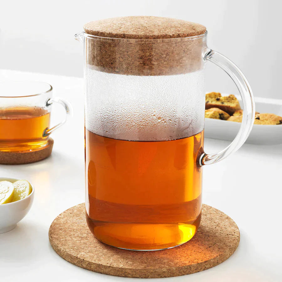 IKEA 365+
Jug with lid, clear glass/cork, 1.5 l