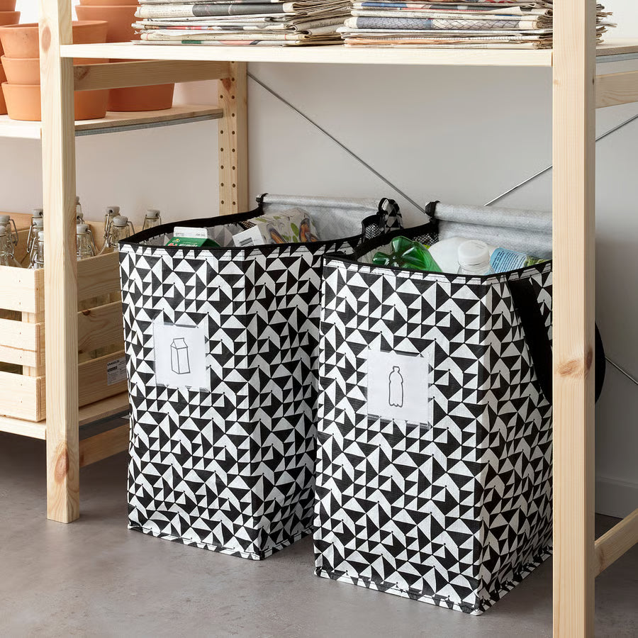 KNALLA Bag, black/white,47 l