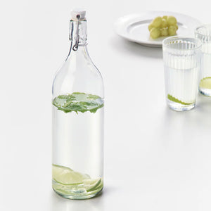 KORKENBottle with stopper, clear glass, 1 l