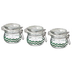 KORKEN Jar with lid, clear glass/patterned green, 13 cl