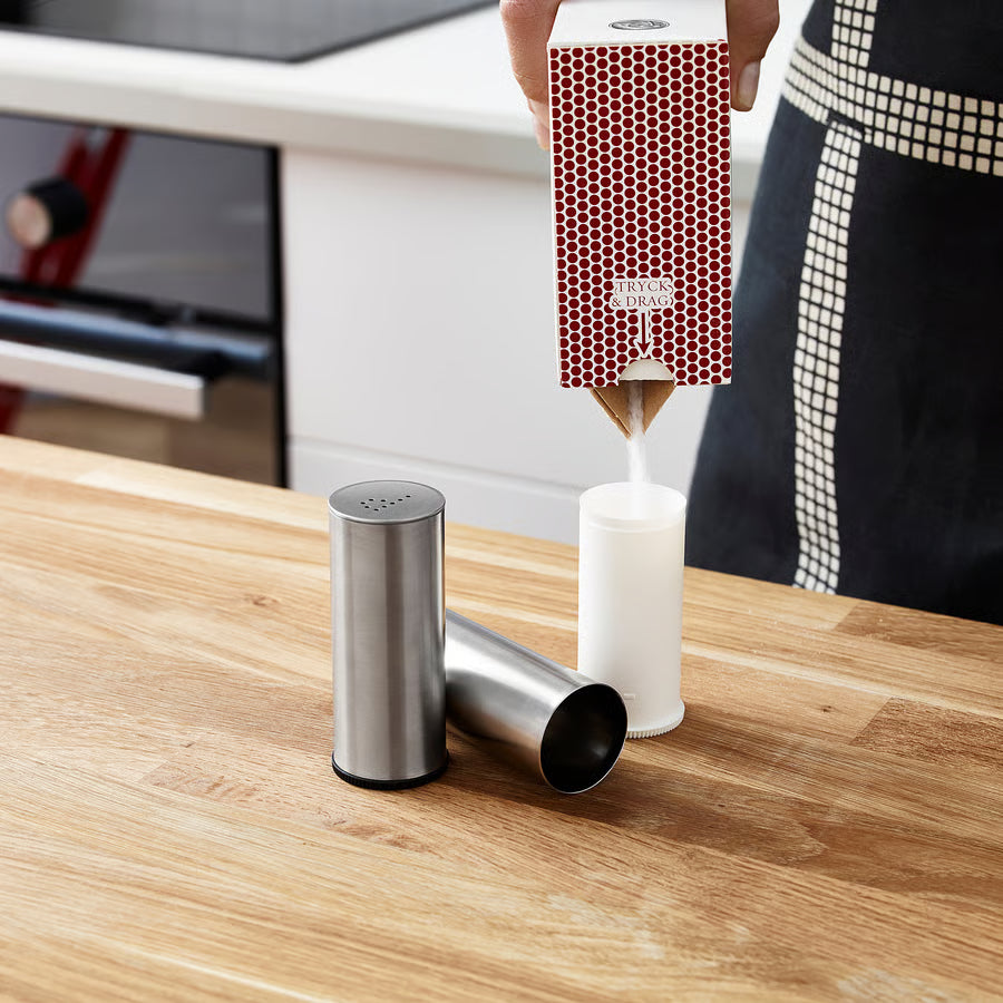 PLATS Salt/pepper shaker, set of 2, stainless steel