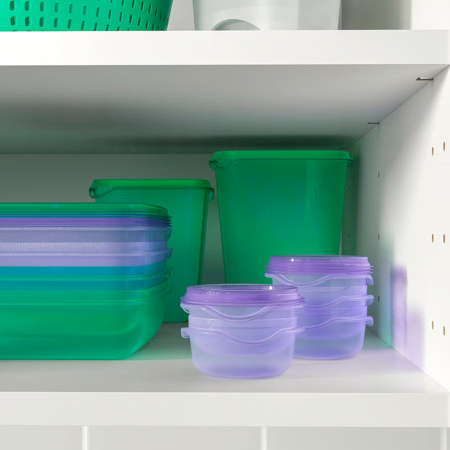 PRUTA Food container, transparent/blue70 ml