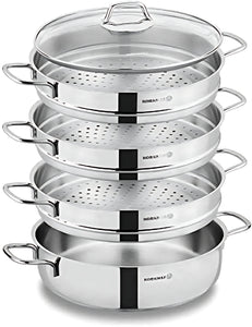 Perla Stainless Steel Steamer Cooking Pot with Boiler Stack Inserts