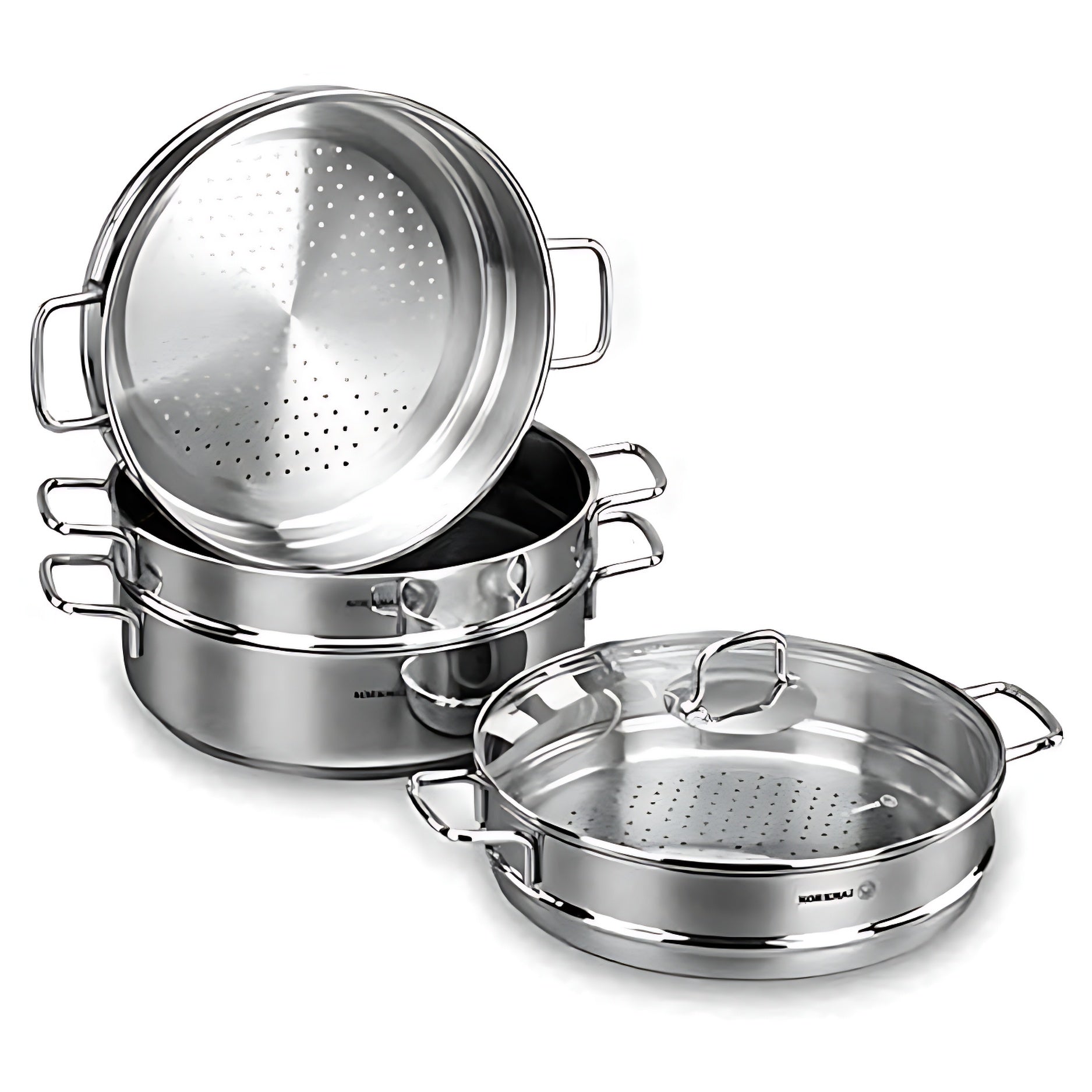 Perla Stainless Steel Steamer Cooking Pot with Boiler Stack Inserts