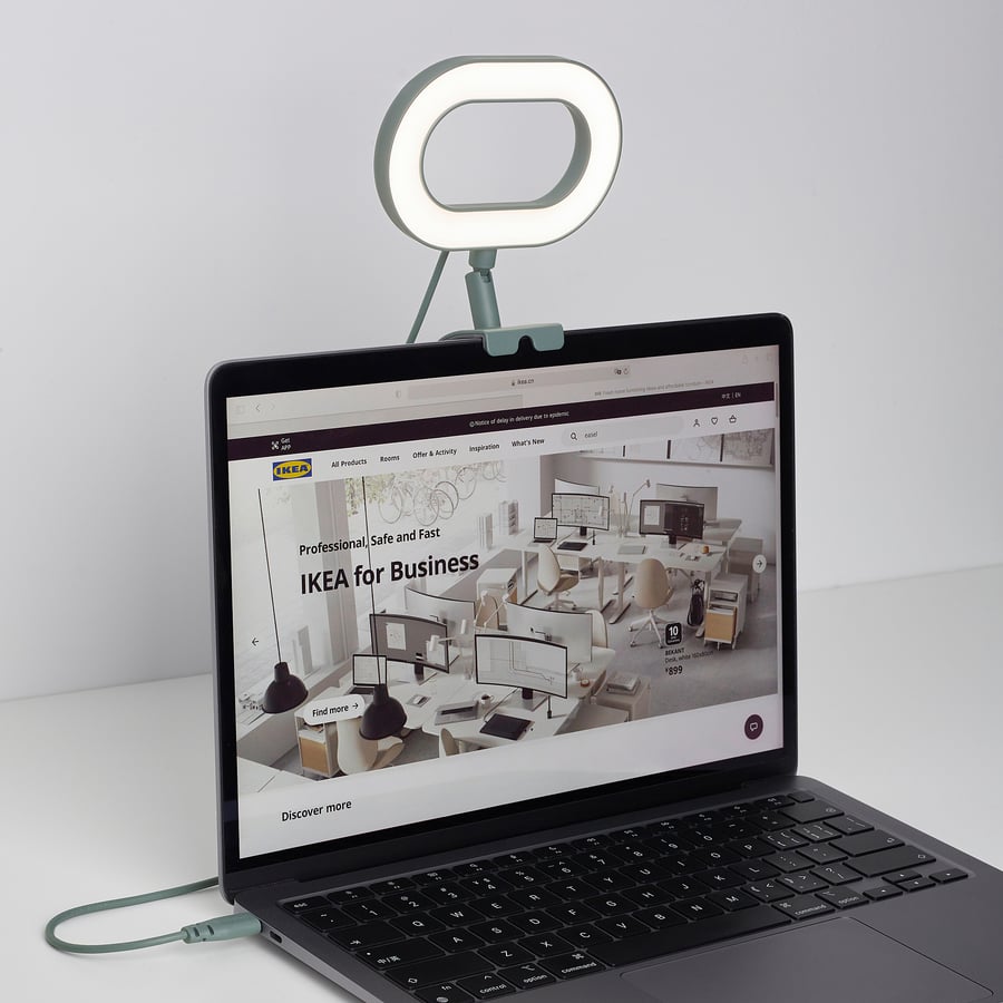 STÄNKREGN
LED ring lamp, dimmable/turquoise