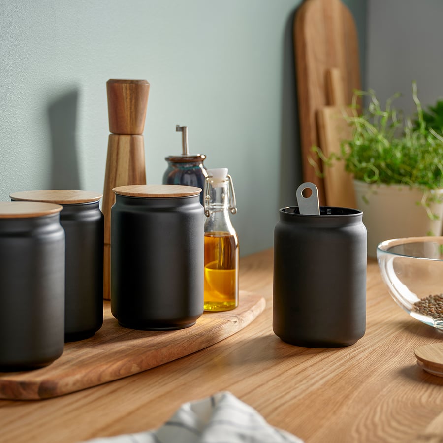 EKLATERA
Jar with lid, black, 1 l
