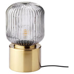 SOLKLINT
Table lamp, brass/grey clear glass