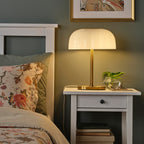 AKTERSPRING
Table lamp, opal white glass/brass-plated
