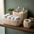 Crochet Storage Baskets, Set of 3, Off-White or Gray