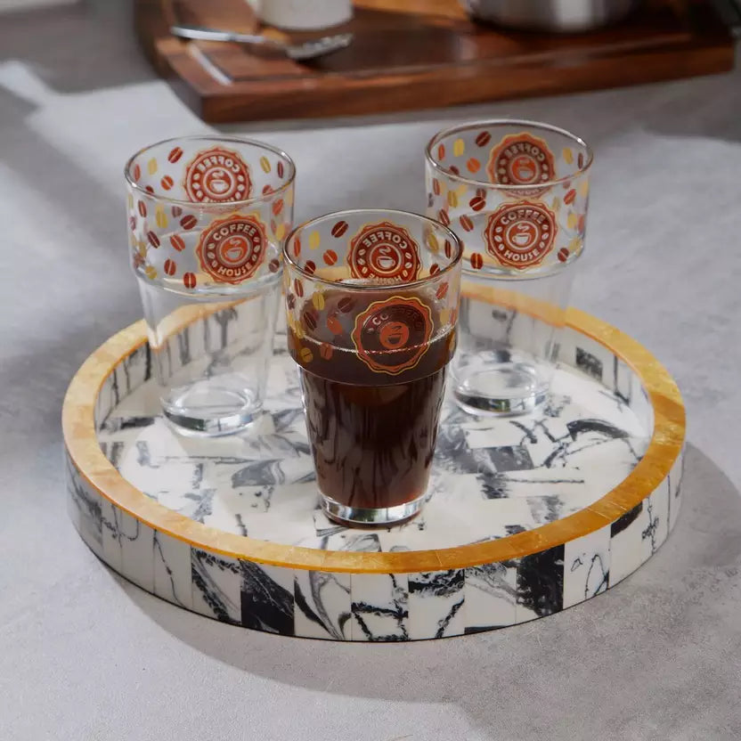 Stadium 3-Piece Royal Coffee Print Tumbler Set - 350 ml