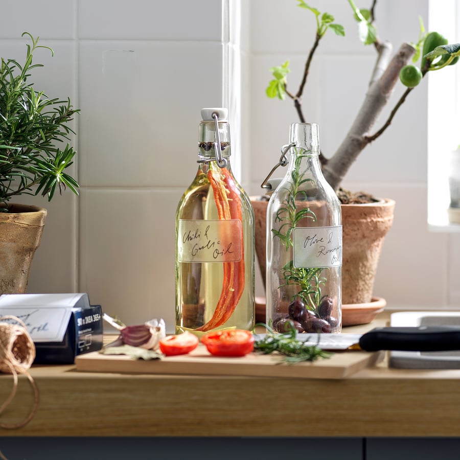 KORKEN
Bottle with stopper, clear glass, 0.5 l