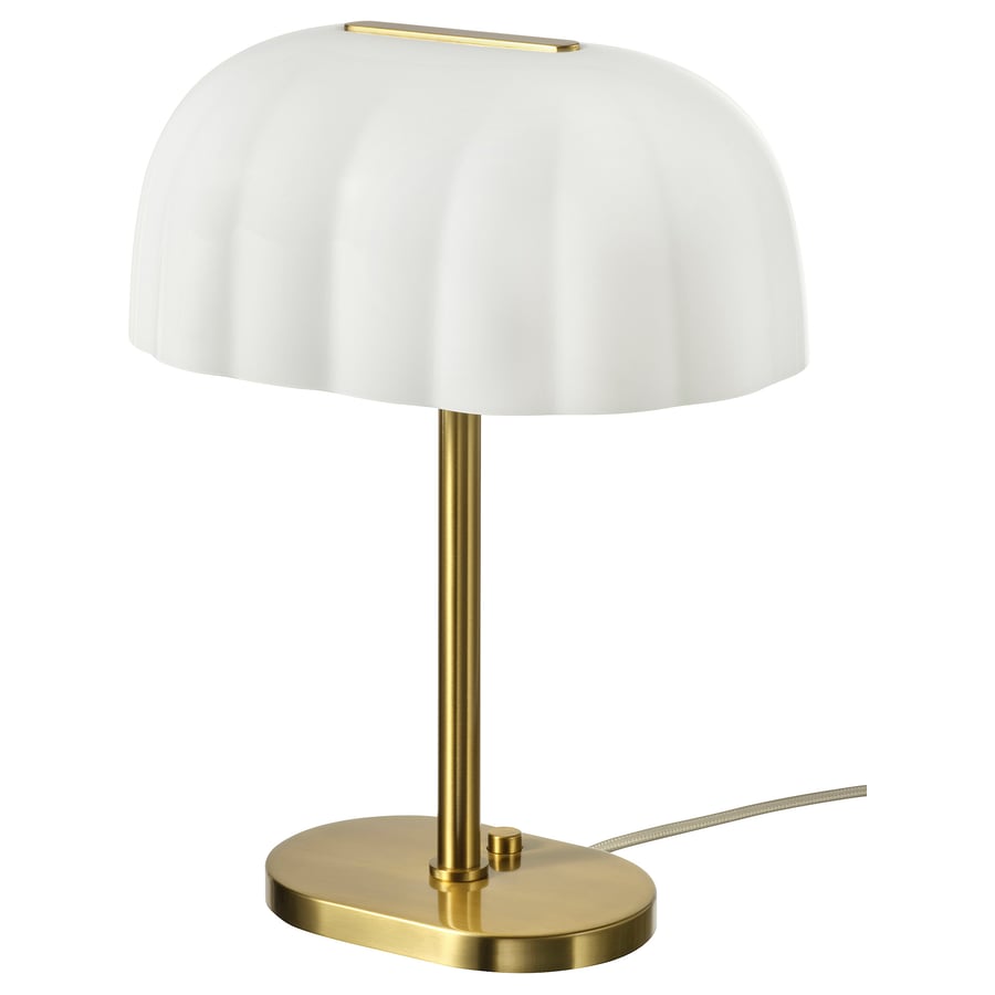 AKTERSPRING
Table lamp, opal white glass/brass-plated
