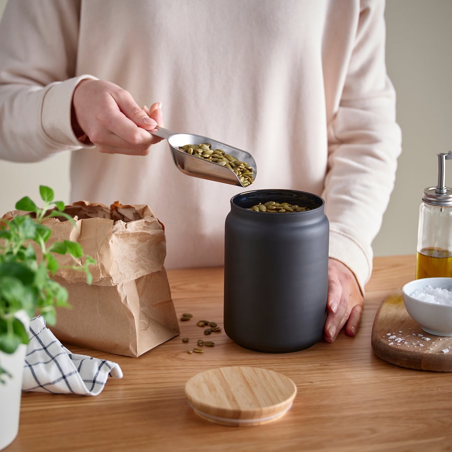 EKLATERA
Jar with lid, black, 1 l