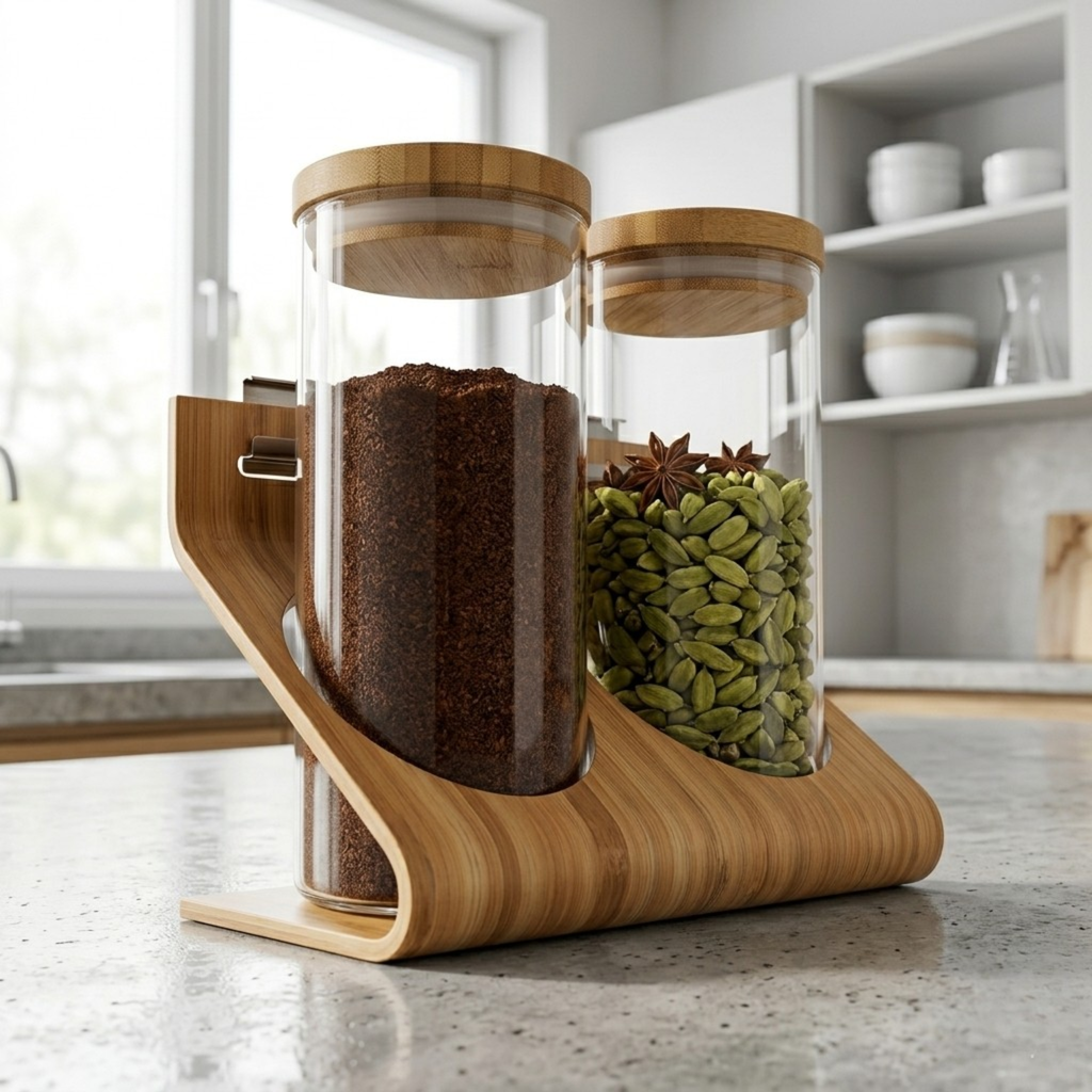 Rimforsa Handle With Containers Glass Bamboo