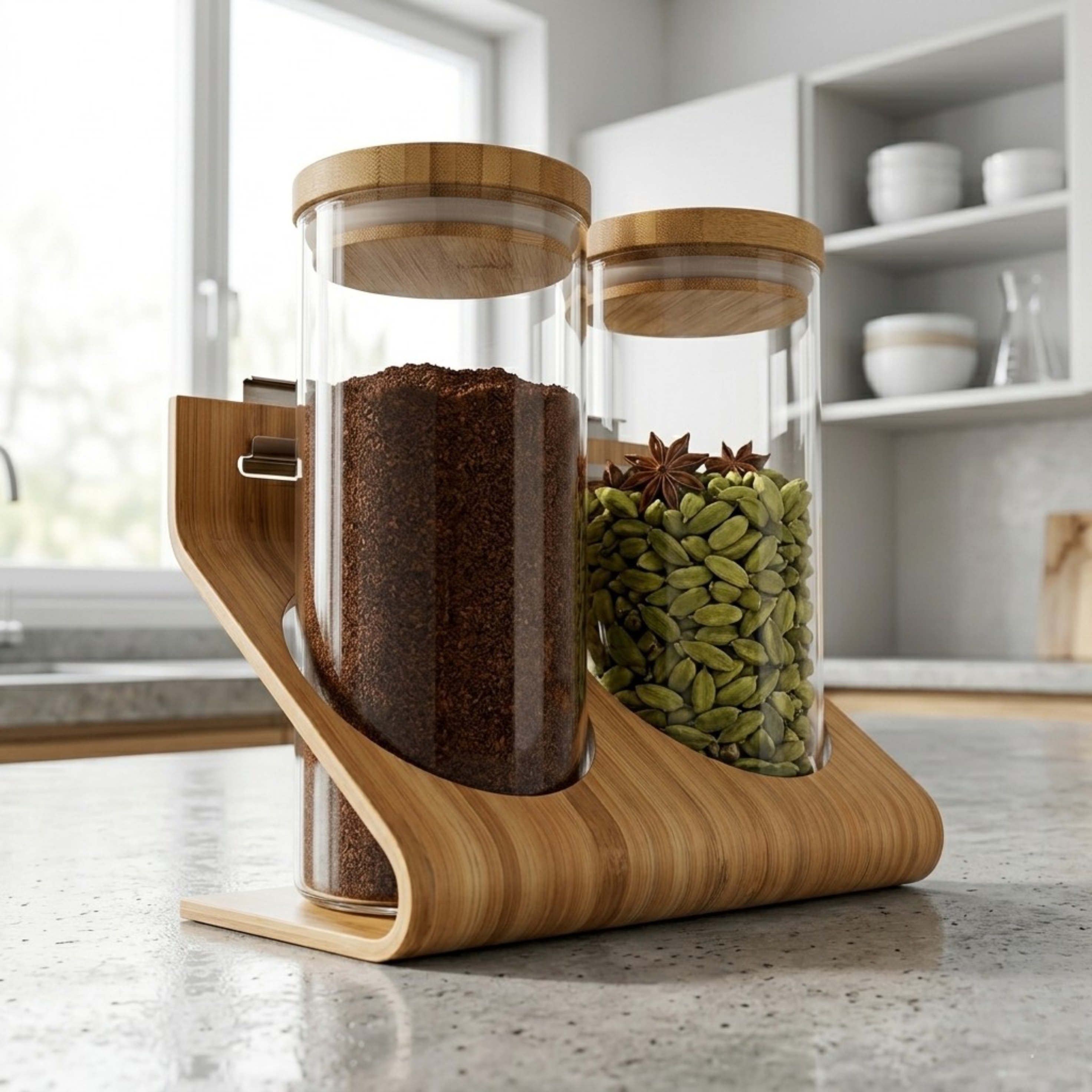 Rimforsa Handle With Containers Glass Bamboo