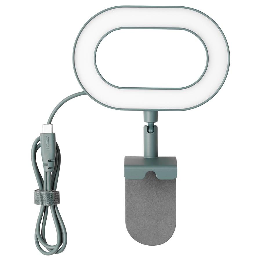 STÄNKREGN
LED ring lamp, dimmable/turquoise