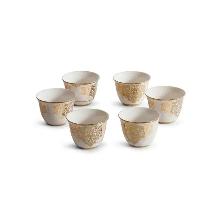 Makena 6-piece Kahwa Cup 80ml -white Gold