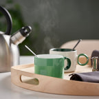 PIGGÅL
Mug, white/green, 30 cl set 2
