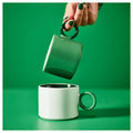 PIGGÅL
Mug, white/green, 30 cl set 2