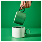 PIGGÅL
Mug, white/green, 30 cl set 2