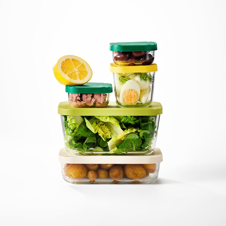 HAVSTOBIS
Food container with lid, set of 5,
