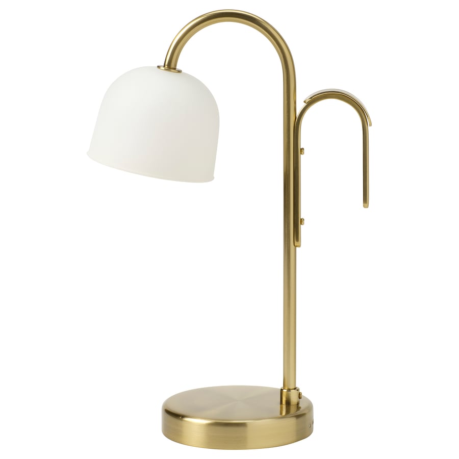 TVÅMASTAD
LED portable lamp, battery-operated brass/opal white glass