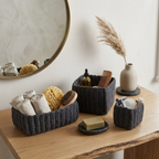 Crochet Storage Baskets, Set of 3, Off-White or Gray