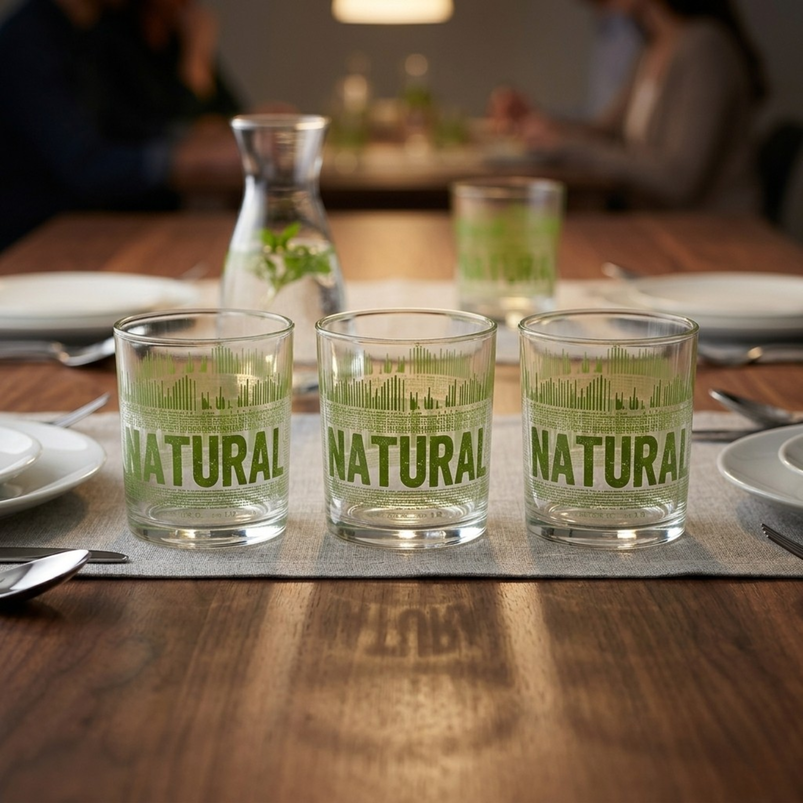DEC 3pcs Short Glass Set Green 250ml