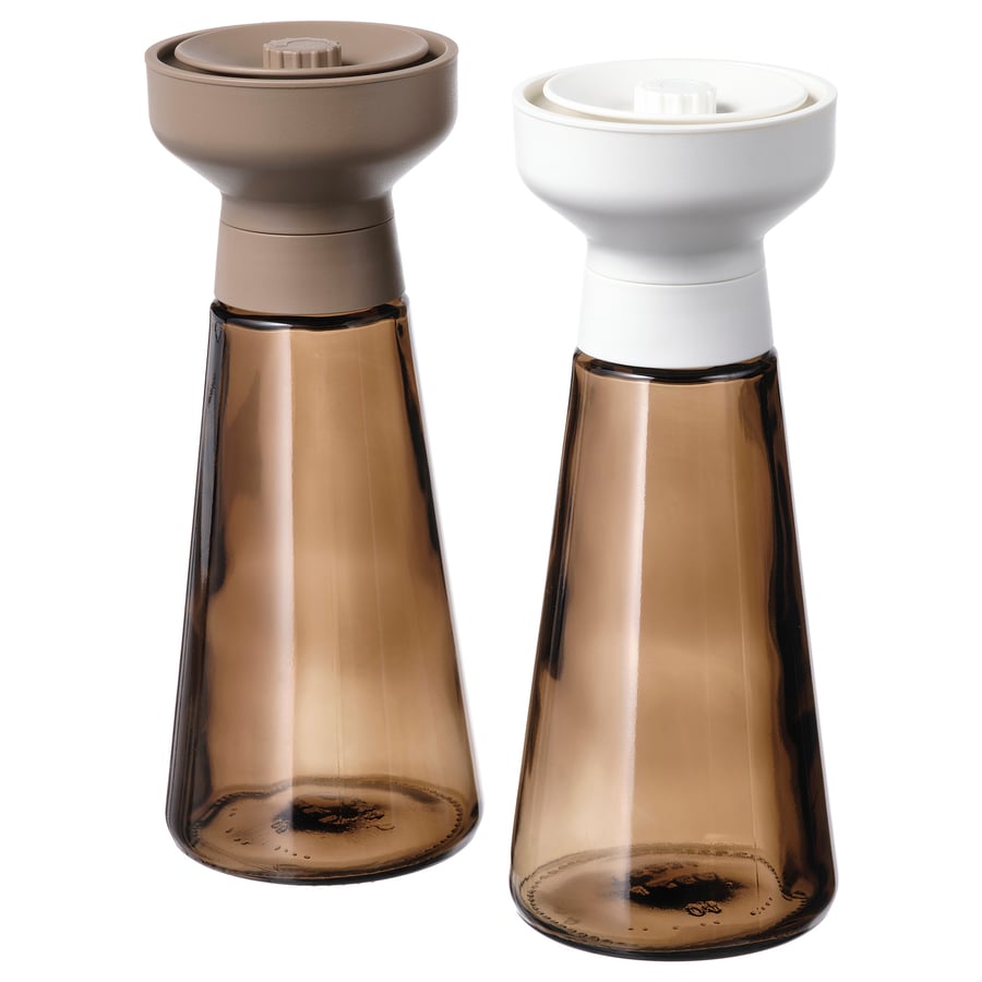 HALVTOM
Spice mill, glass/brown, 19 cm