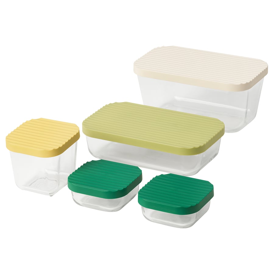 HAVSTOBIS
Food container with lid, set of 5,