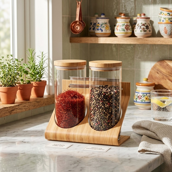 Rimforsa Handle With Containers Glass Bamboo