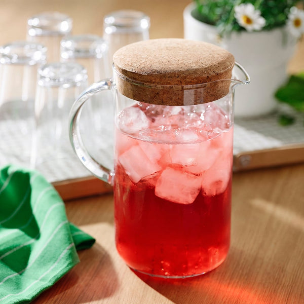 IKEA 365+
Jug with lid, clear glass/cork, 1.5 l