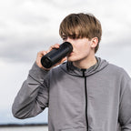 UNDERSÖKA
Insulated travel mug, black, 0.4 l