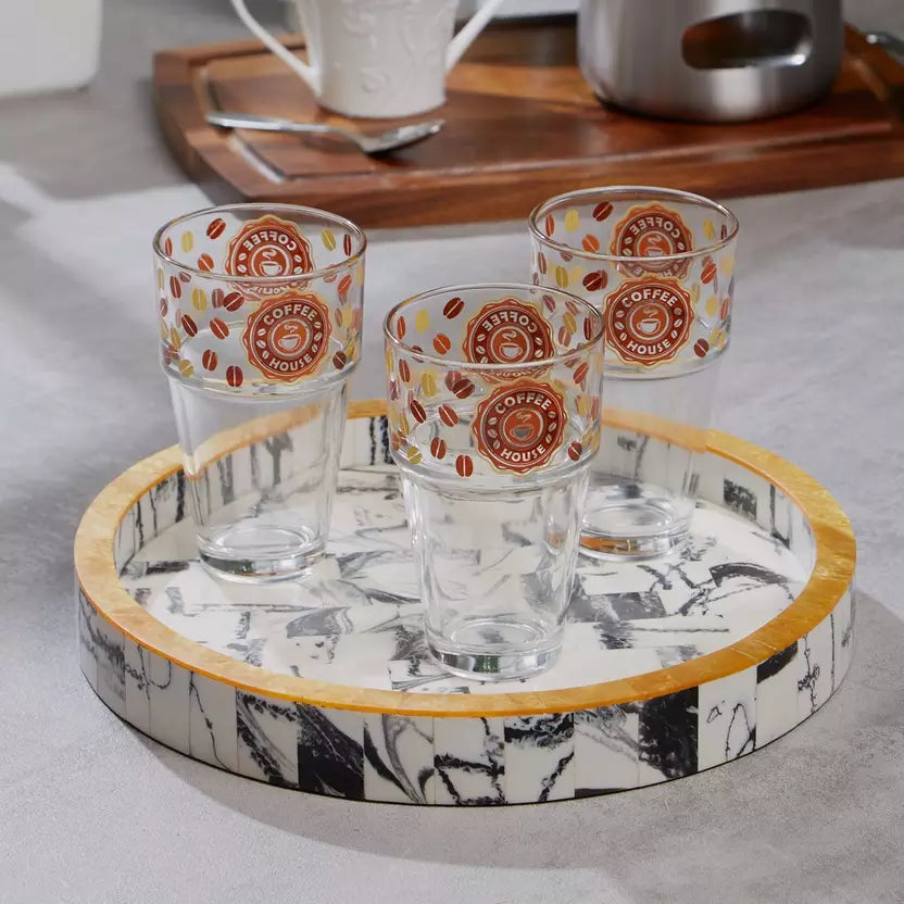 Stadium 3-Piece Royal Coffee Print Tumbler Set - 350 ml
