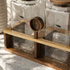 Trellis 2-piece Glass Canister With Acacia Wooden Stand & Spoon