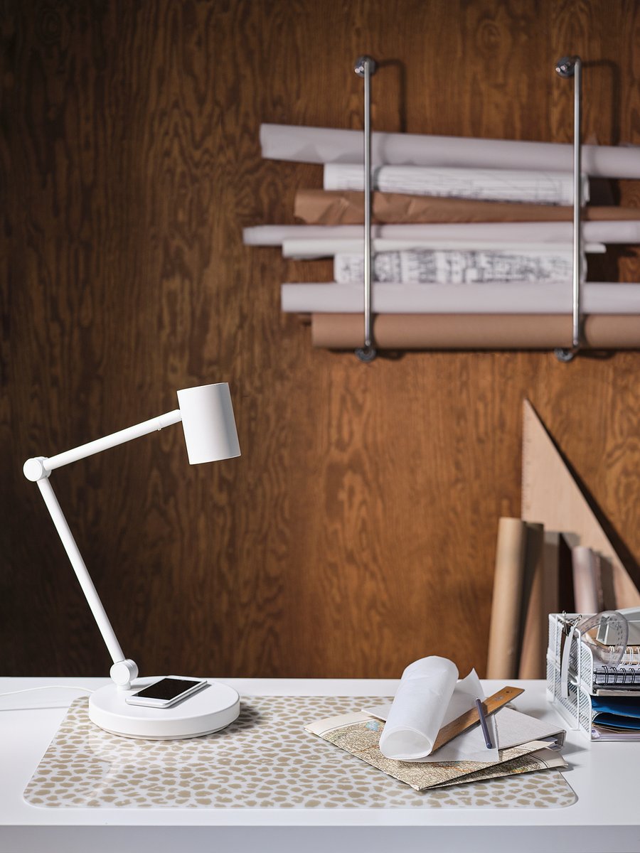 NYMÅNE
Work lamp with wireless charging, white