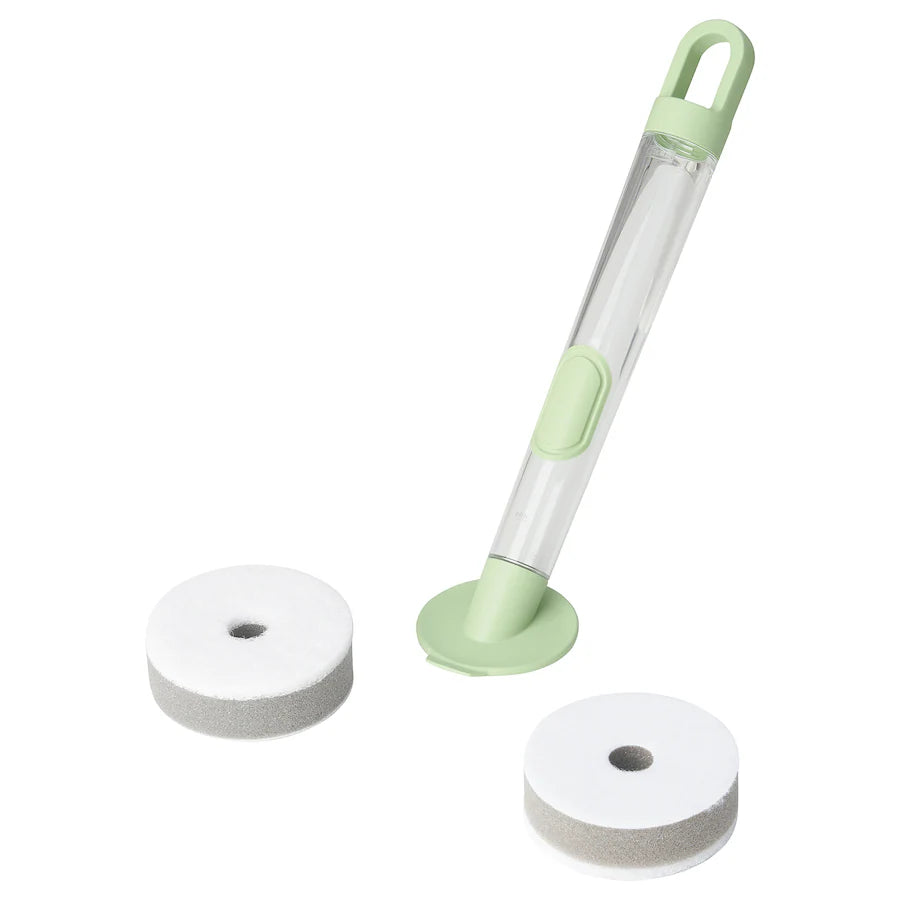 VIDEVECKMAL 3-piece dish sponge set w dispenser