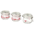 VINTERFINT Jar with lid, heart pattern clear glass/red