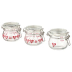 VINTERFINT Jar with lid, heart pattern clear glass/red