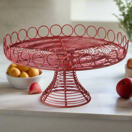 SERVING STAND, HANDMADE RED