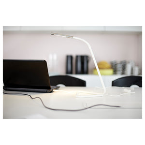 HÅRTELed work lamp, white/silver-colour