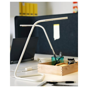 HÅRTELed work lamp, white/silver-colour