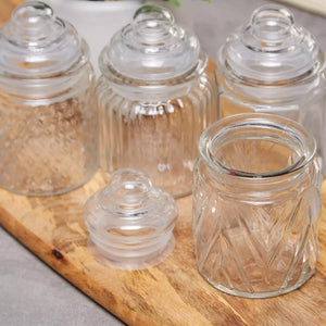 Concord 4-Piece Textured Glass Canisters - 300 ml