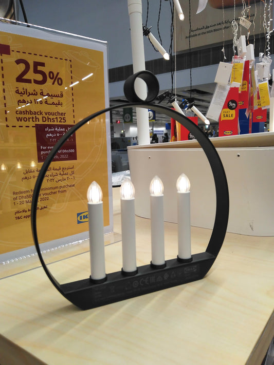 STRÅLALED candelabra, circle led candle