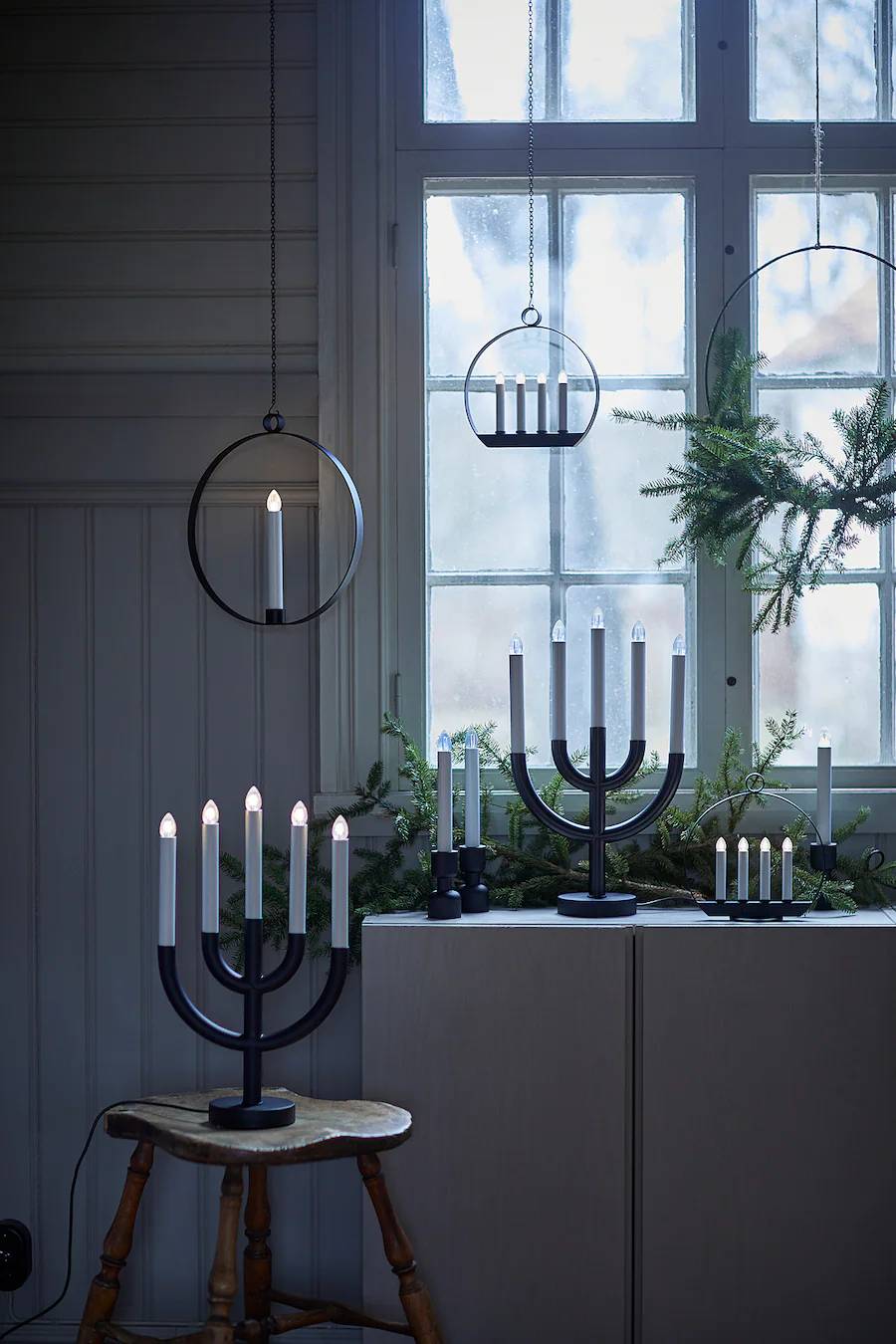 STRÅLALED candelabra, circle led candle