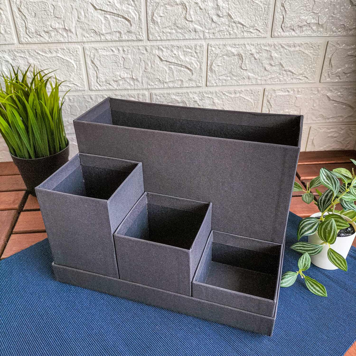 TJENA Desk organiser, black, 18x17 cm