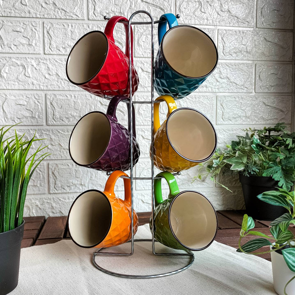 7-Piece Mug Set with Stand - 320 ml